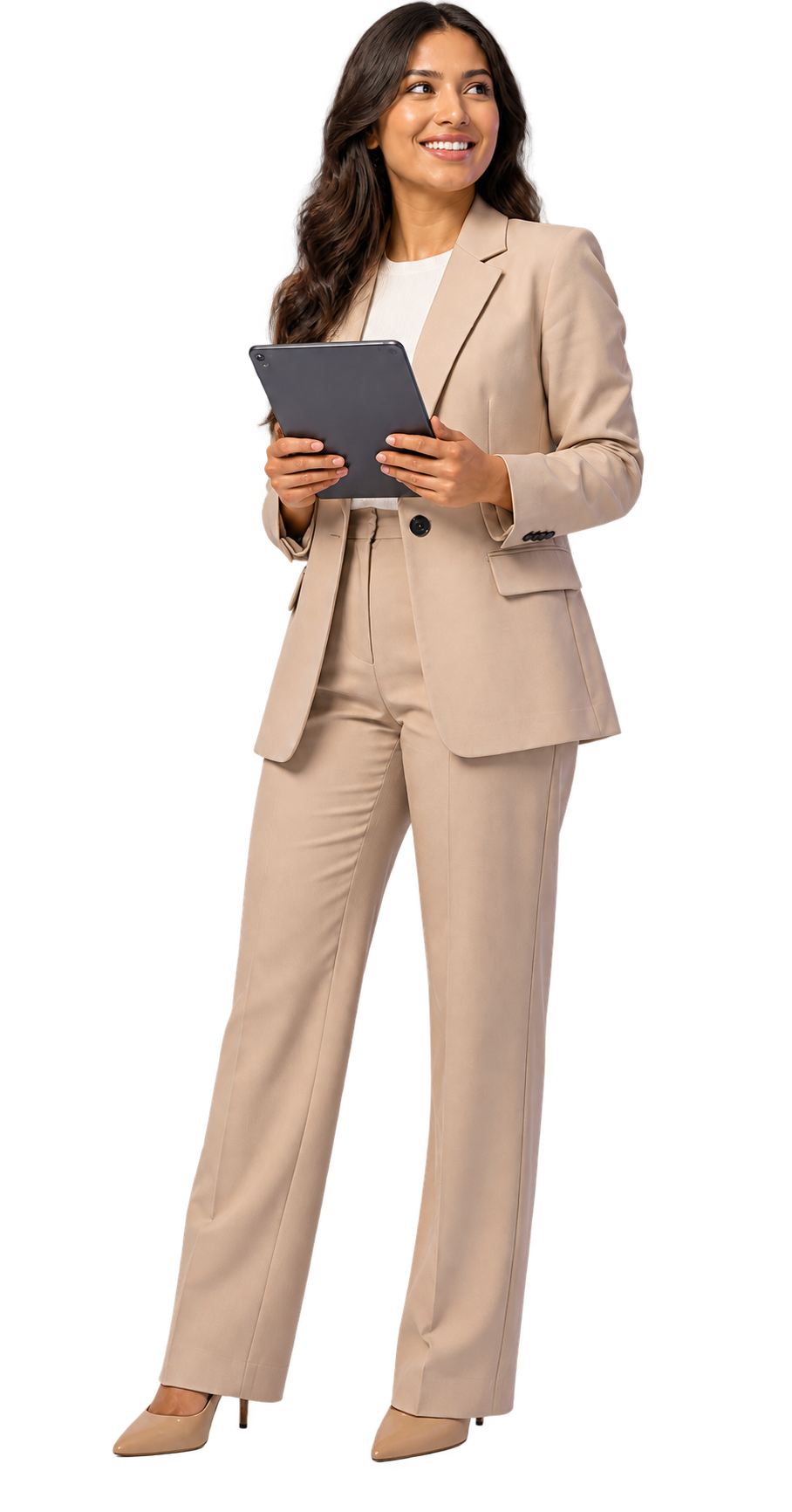 Social media strategist holding a tablet